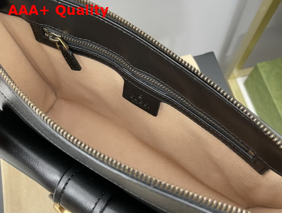 Gucci Small Shoulder Bag with Double G Black Leather 648999 Replica