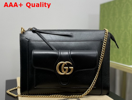 Gucci Small Shoulder Bag with Double G Black Leather 648999 Replica