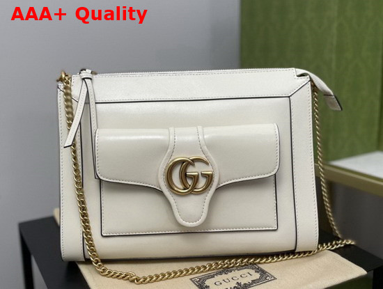 Gucci Small Shoulder Bag with Double G White Leather 648999 Replica