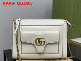 Gucci Small Shoulder Bag with Double G White Leather 648999 Replica