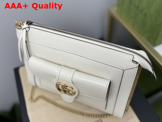 Gucci Small Shoulder Bag with Double G White Leather 648999 Replica