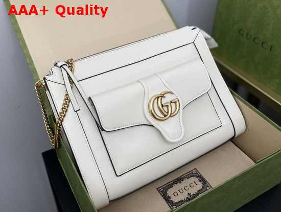 Gucci Small Shoulder Bag with Double G White Leather 648999 Replica