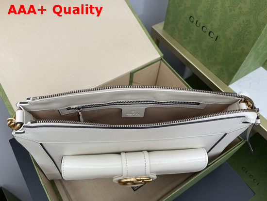 Gucci Small Shoulder Bag with Double G White Leather 648999 Replica