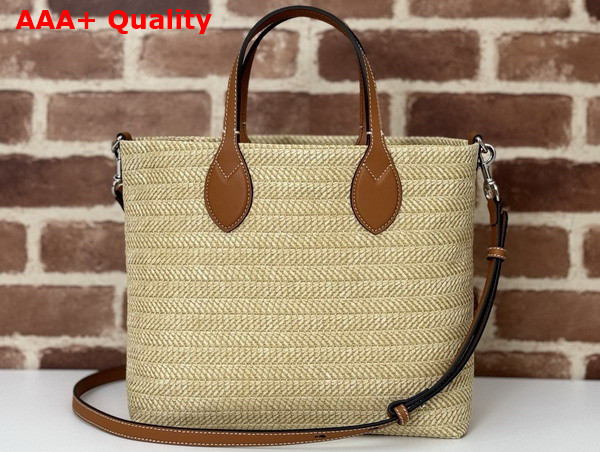 Gucci Small Straw Effect Tote Natural Straw Effect Raffia and Viscose 779671 Replica