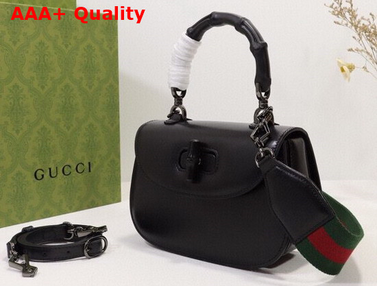 Gucci Small Top Handle Bag with Bamboo Black Leather 675797 Replica