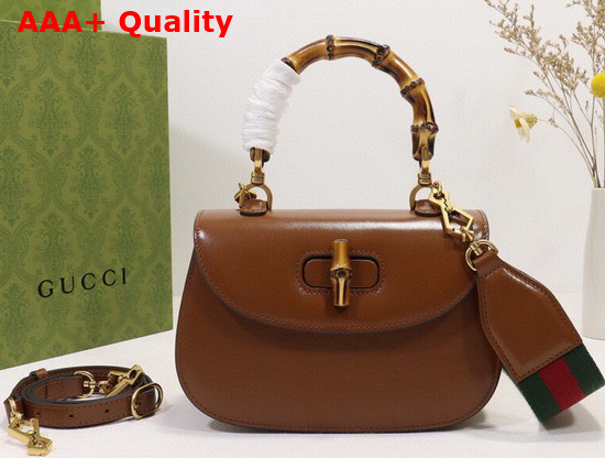 Gucci Small Top Handle Bag with Bamboo Cuir Leather 675797 Replica