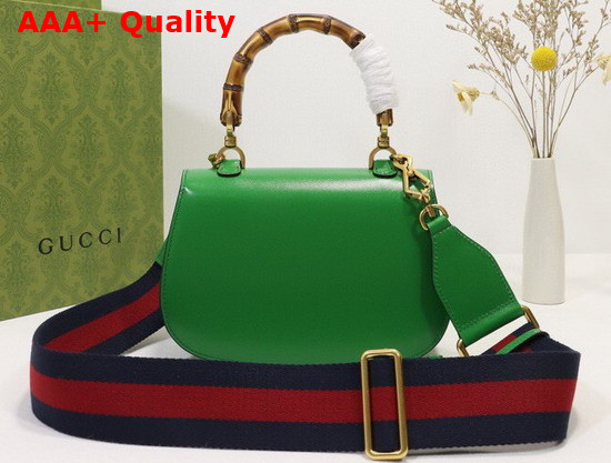 Gucci Small Top Handle Bag with Bamboo Green Leather 675797 Replica