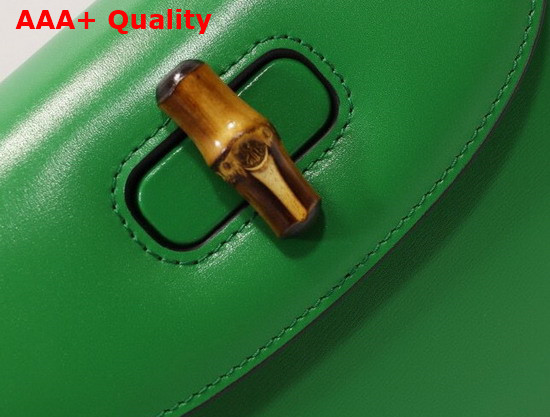 Gucci Small Top Handle Bag with Bamboo Green Leather 675797 Replica