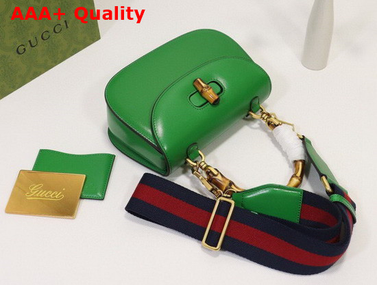 Gucci Small Top Handle Bag with Bamboo Green Leather 675797 Replica