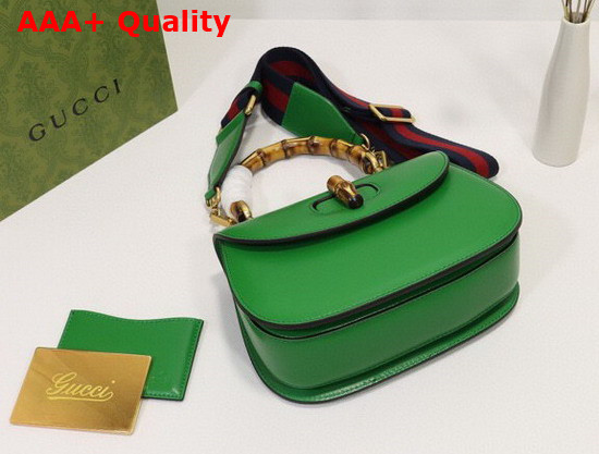 Gucci Small Top Handle Bag with Bamboo Green Leather 675797 Replica