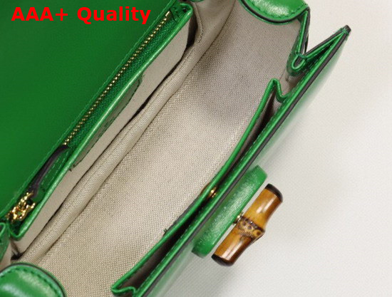 Gucci Small Top Handle Bag with Bamboo Green Leather 675797 Replica