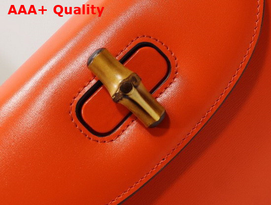 Gucci Small Top Handle Bag with Bamboo Orange Leather 675797 Replica