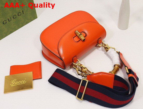 Gucci Small Top Handle Bag with Bamboo Orange Leather 675797 Replica