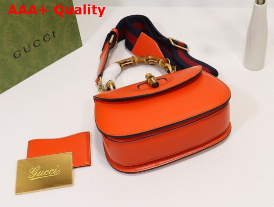 Gucci Small Top Handle Bag with Bamboo Orange Leather 675797 Replica