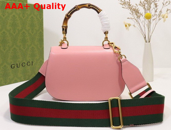 Gucci Small Top Handle Bag with Bamboo Pink Leather 675797 Replica