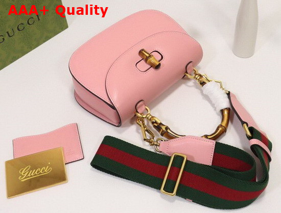 Gucci Small Top Handle Bag with Bamboo Pink Leather 675797 Replica