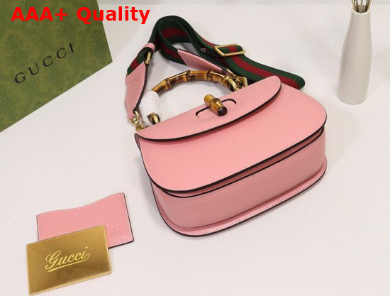 Gucci Small Top Handle Bag with Bamboo Pink Leather 675797 Replica