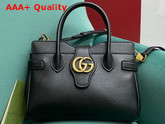 Gucci Small Top Handle Bag with Double G Black Leather 658450 Replica