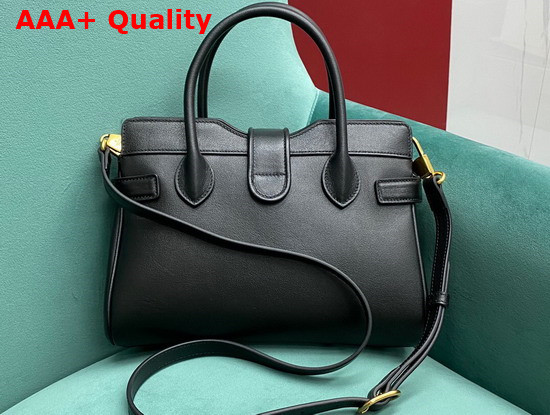 Gucci Small Top Handle Bag with Double G Black Leather 658450 Replica