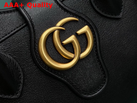 Gucci Small Top Handle Bag with Double G Black Leather 658450 Replica