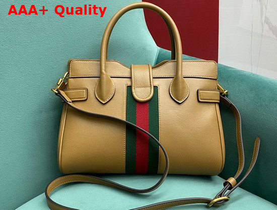 Gucci Small Top Handle Bag with Double G Camel Leather 658450 Replica