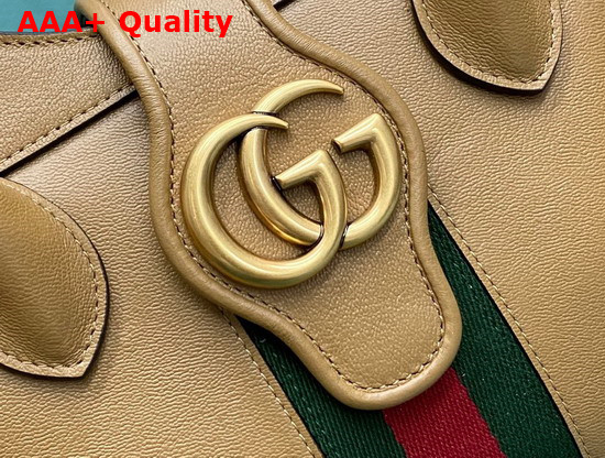 Gucci Small Top Handle Bag with Double G Camel Leather 658450 Replica