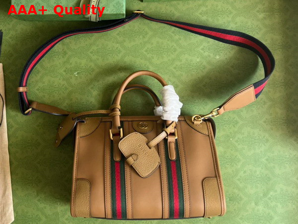 Gucci Small Top Handle Bag with Double G in Light Brown Leather 715772 Replica