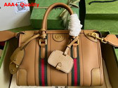 Gucci Small Top Handle Bag with Double G in Light Brown Leather 715772 Replica