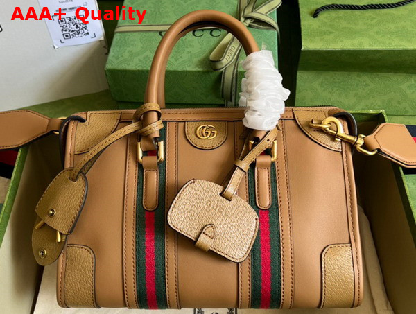 Gucci Small Top Handle Bag with Double G in Light Brown Leather 715772 Replica