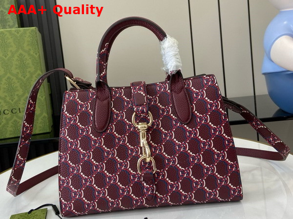 Gucci Small Tote Bag with GG Shadow Gucci Rosso Ancora Leather with GG Shadow 795349 Replica