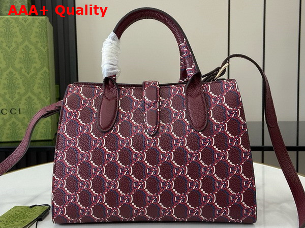 Gucci Small Tote Bag with GG Shadow Gucci Rosso Ancora Leather with GG Shadow 795349 Replica