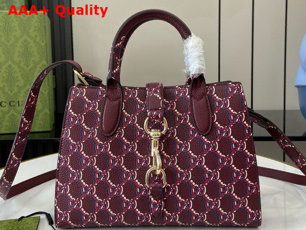 Gucci Small Tote Bag with GG Shadow Gucci Rosso Ancora Leather with GG Shadow 795349 Replica