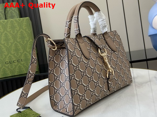 Gucci Small Tote Bag with GG Shadow Taupe and Multicolor Leather with GG Shadow 795349 Replica