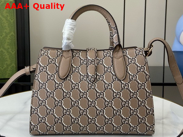 Gucci Small Tote Bag with GG Shadow Taupe and Multicolor Leather with GG Shadow 795349 Replica