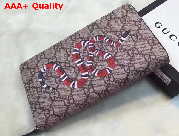 Gucci Snake Print GG Supreme Zip Around Wallet Replica