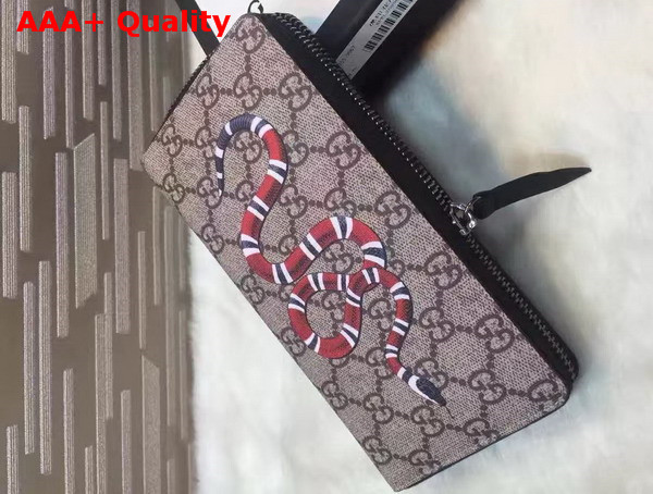 Gucci Snake Print GG Supreme Zip Around Wallet Replica