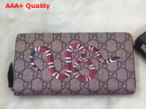 Gucci Snake Print GG Supreme Zip Around Wallet Replica