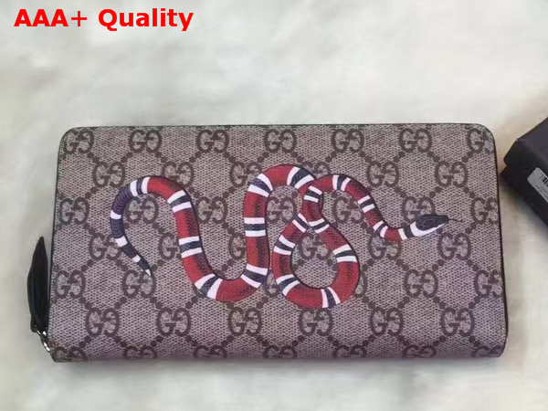 Gucci Snake Print GG Supreme Zip Around Wallet Replica