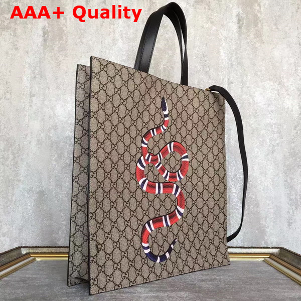 Gucci Snake Print Soft GG Supreme Tote Replica