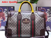 Gucci Soft GG Supreme Duffle Bag with Web Brown Leather Top Quality