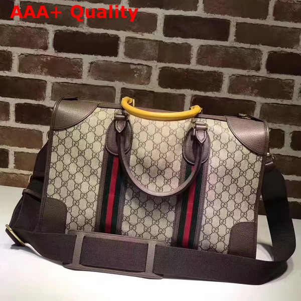 Gucci Soft GG Supreme Duffle Bag with Web Brown Replica