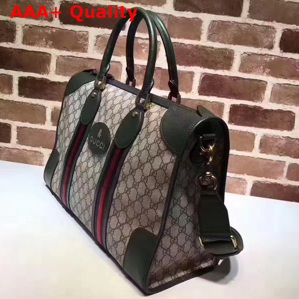 Gucci Soft GG Supreme Duffle Bag with Web Dark Green Replica