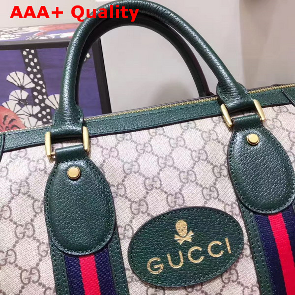 Gucci Soft GG Supreme Duffle Bag with Web Green Leather Top Quality