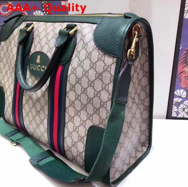 Gucci Soft GG Supreme Duffle Bag with Web Green Leather Top Quality