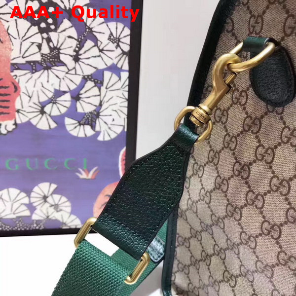 Gucci Soft GG Supreme Duffle Bag with Web Green Leather Top Quality