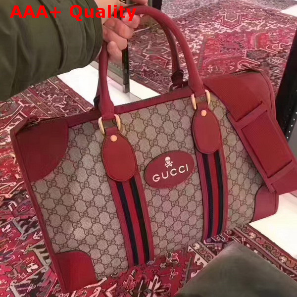 Gucci Soft GG Supreme Duffle Bag with Web Red Replica