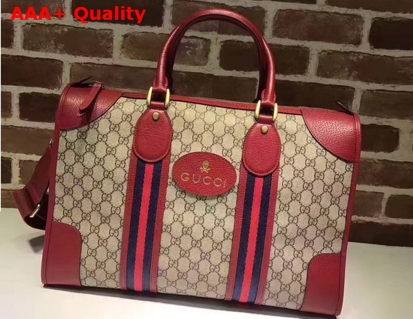 Gucci Soft GG Supreme Duffle Bag with Web Red Replica