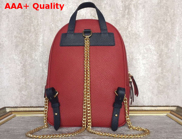 Gucci Soho Leather Chain Backpack in Hibicus Red and Blue Leather Replica