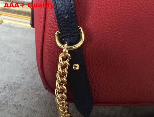 Gucci Soho Leather Chain Backpack in Hibicus Red and Blue Leather Replica