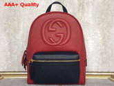 Gucci Soho Leather Chain Backpack in Hibicus Red and Blue Leather Replica